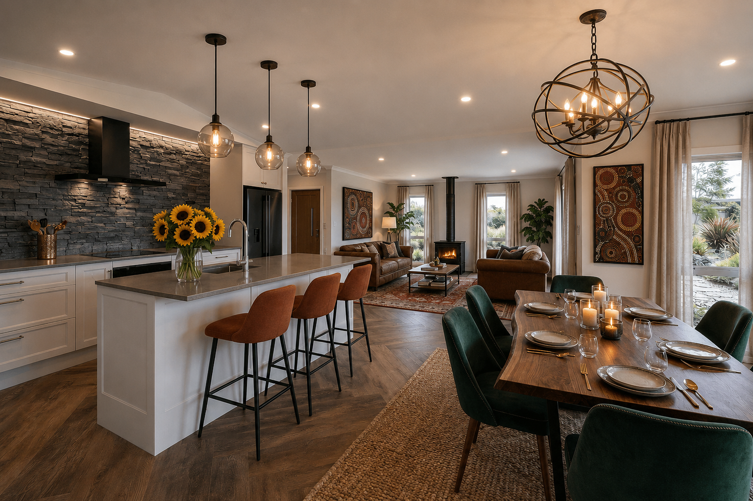 A different version of the kitchen/dining room