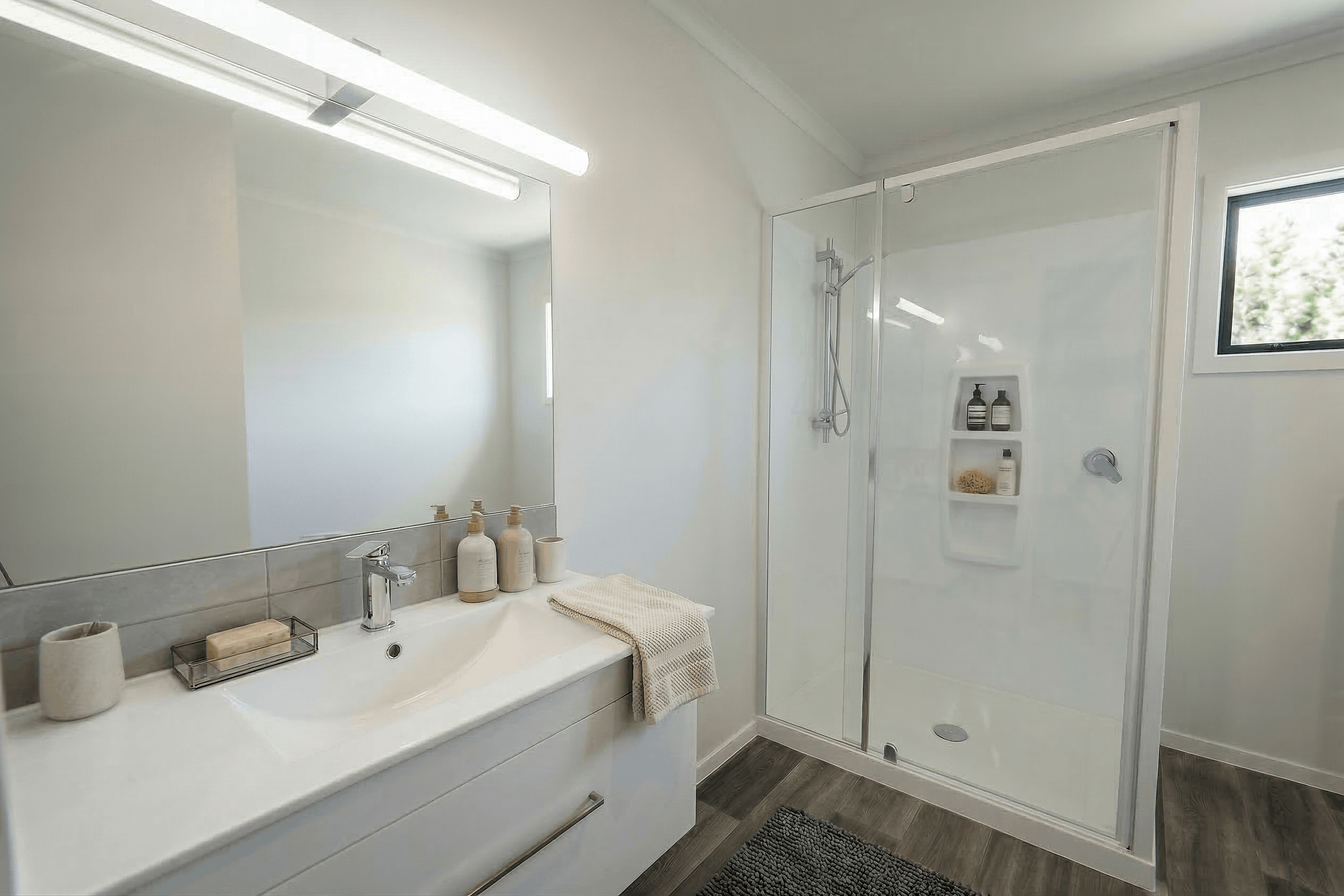 bathroom in two bedroom home feilding