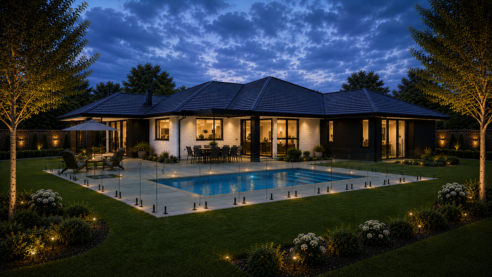 A rear view of The Brookhaven